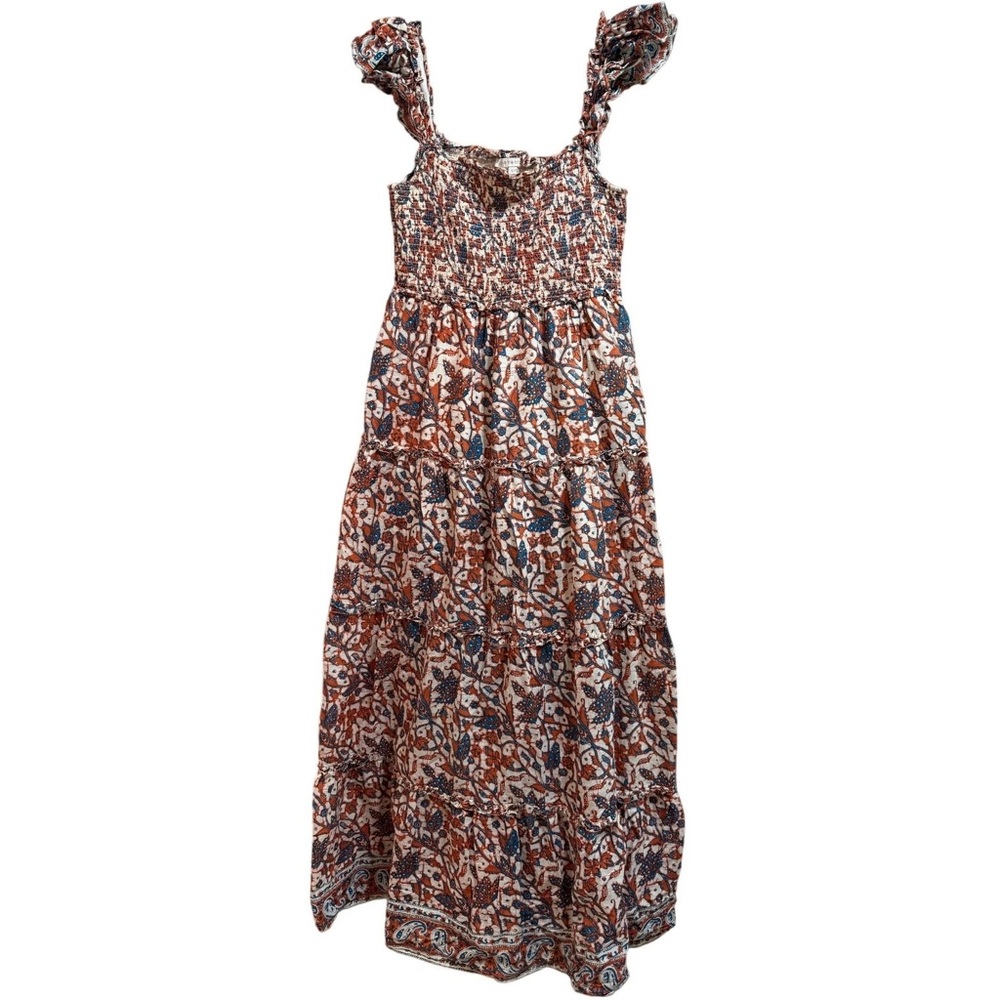 Love the Label Blue and Orange Floral Sleeveless Dress - Large